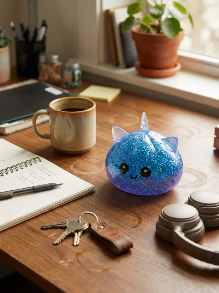 Dumpling Squishy Unicorno Glitter Blu — squishy antistress slow-rise kawaii