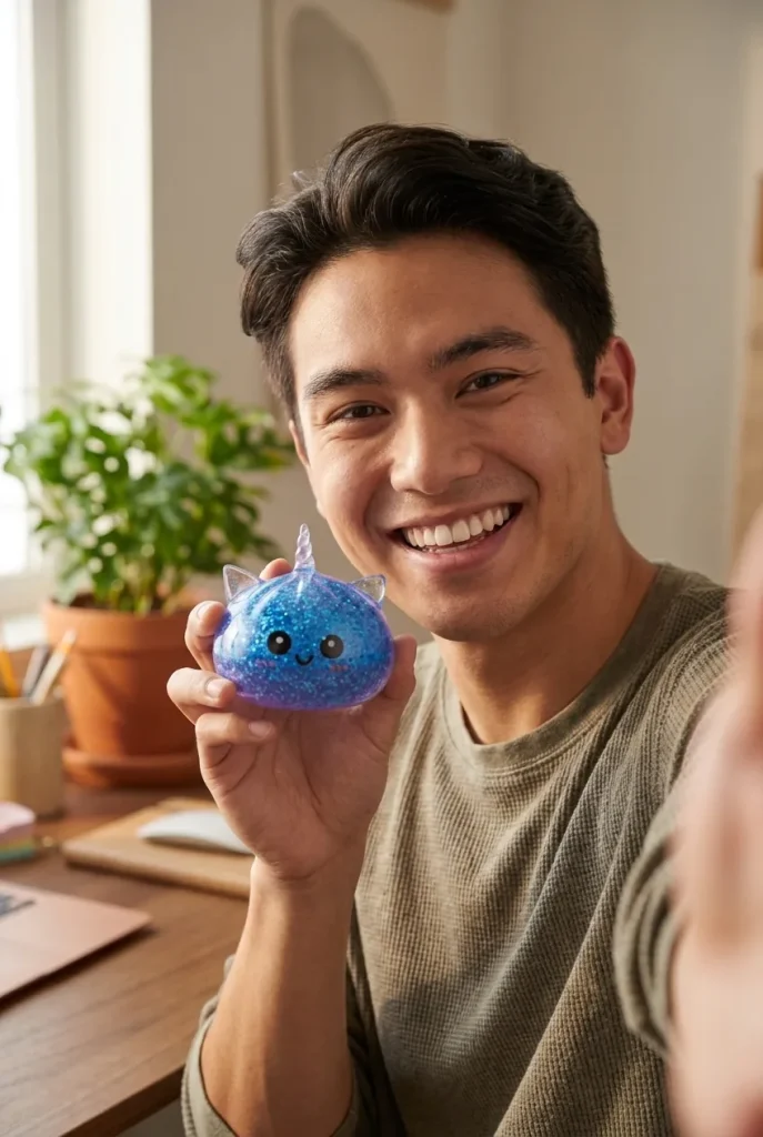 Dumpling Squishy Unicorno Glitter Blu — squishy antistress slow-rise kawaii