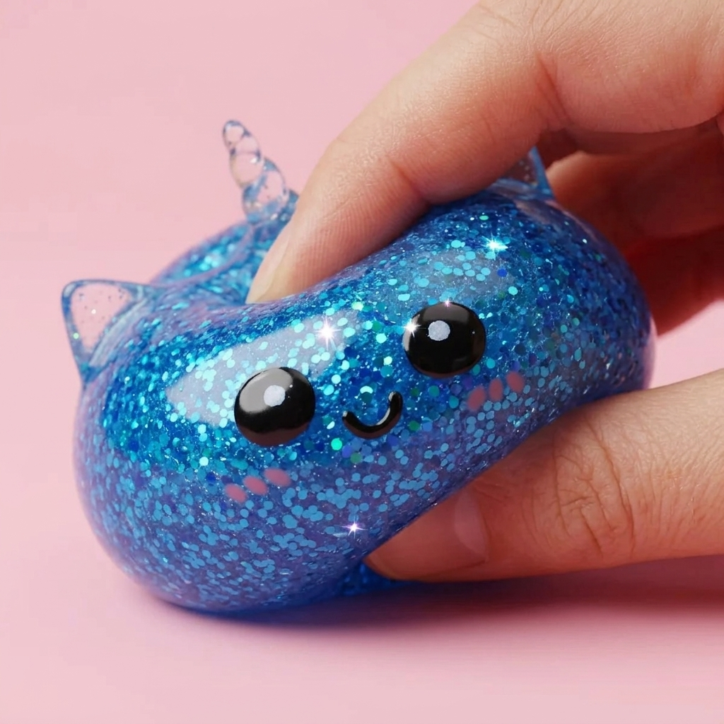 Dumpling Squishy Unicorno Glitter Blu — squishy antistress slow-rise kawaii