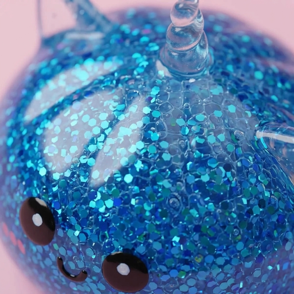 Dumpling Squishy Unicorno Glitter Blu — squishy antistress slow-rise kawaii