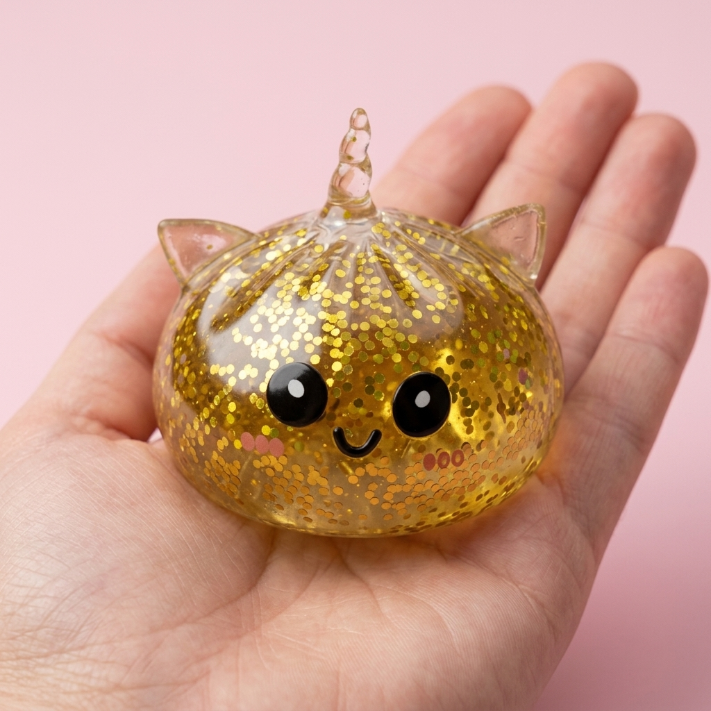 Dumpling Squishy Glitter Unicorno Dorato — squishy antistress slow-rise kawaii