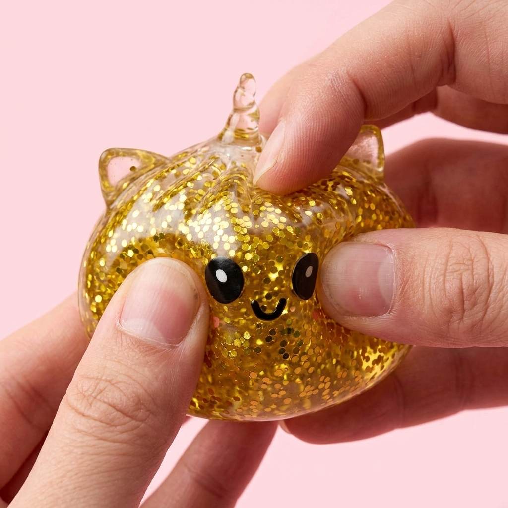 Dumpling Squishy Glitter Unicorno Dorato — squishy antistress slow-rise kawaii
