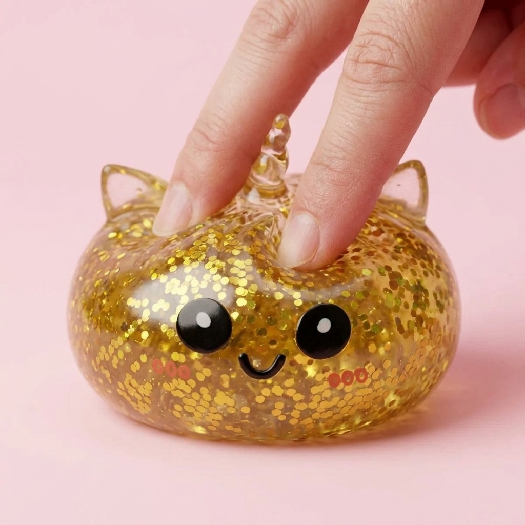 Dumpling Squishy Glitter Unicorno Dorato — squishy antistress slow-rise kawaii