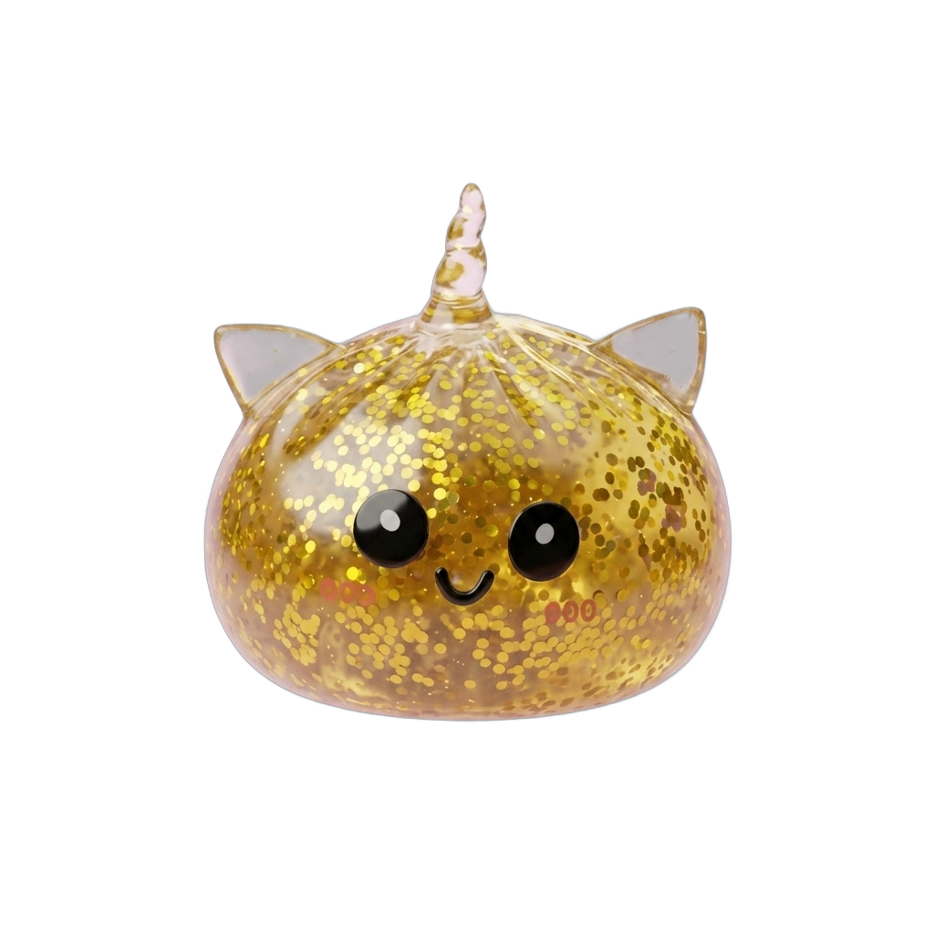 Dumpling Squishy Glitter Unicorno Dorato — squishy antistress slow-rise kawaii