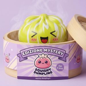 Squishy Dumpling Mystery Happy Faces a Sorpresa nel suo cestino di bambù per vapore