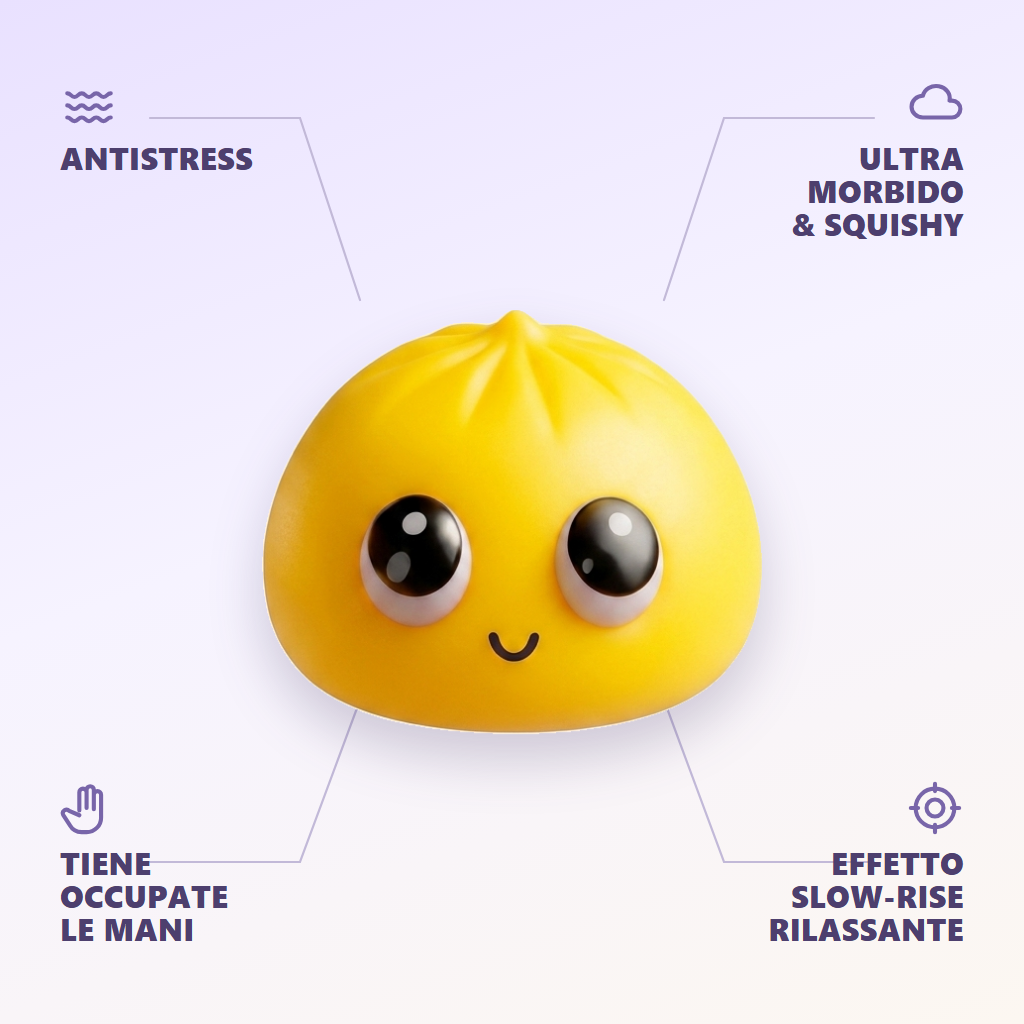 Dumpling Squishy Mystery Pop Occhi Grandi — squishy antistress slow-rise kawaii