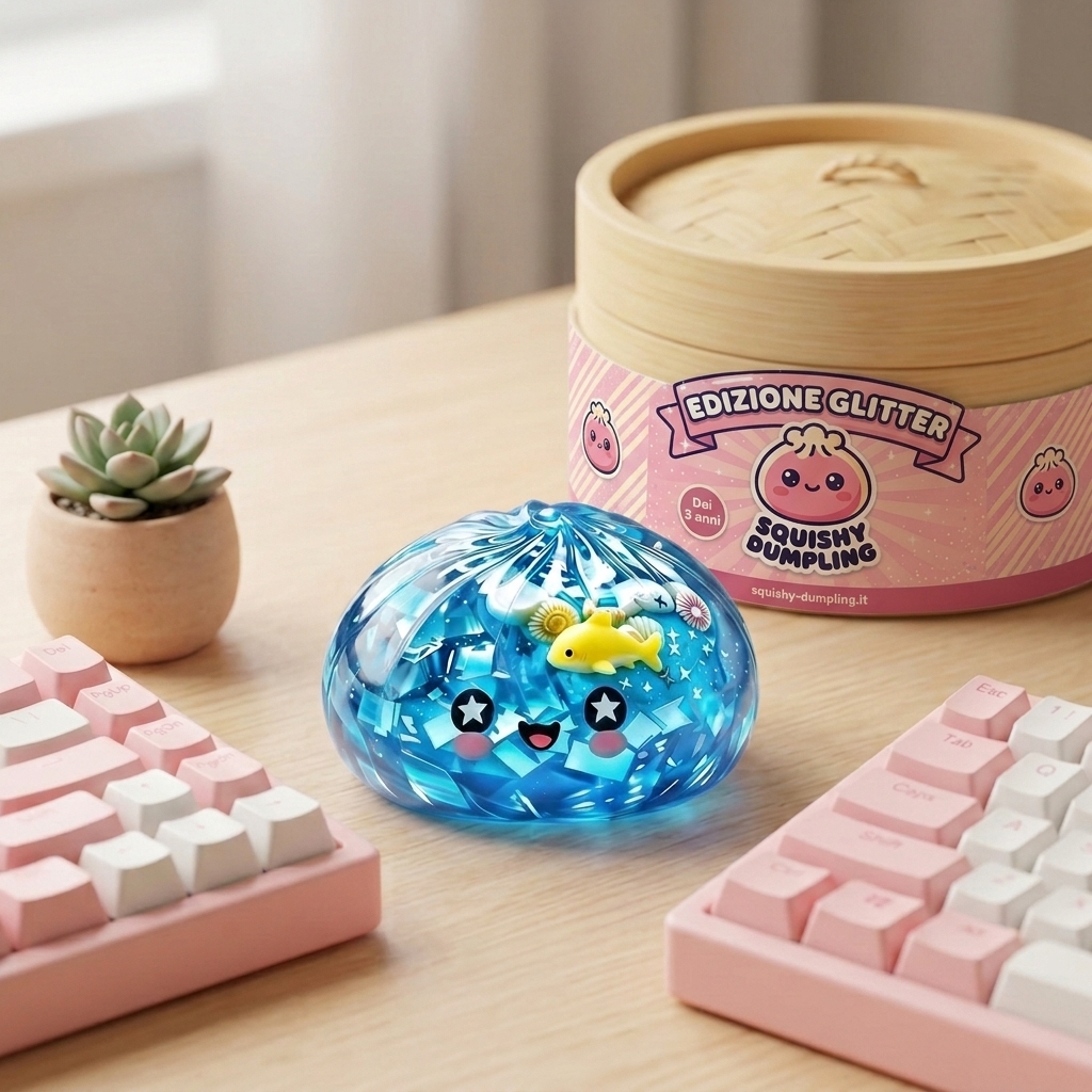 Squishy Dumpling Glitter Oceano Barriera Corallina — squishy antistress slow-rise kawaii