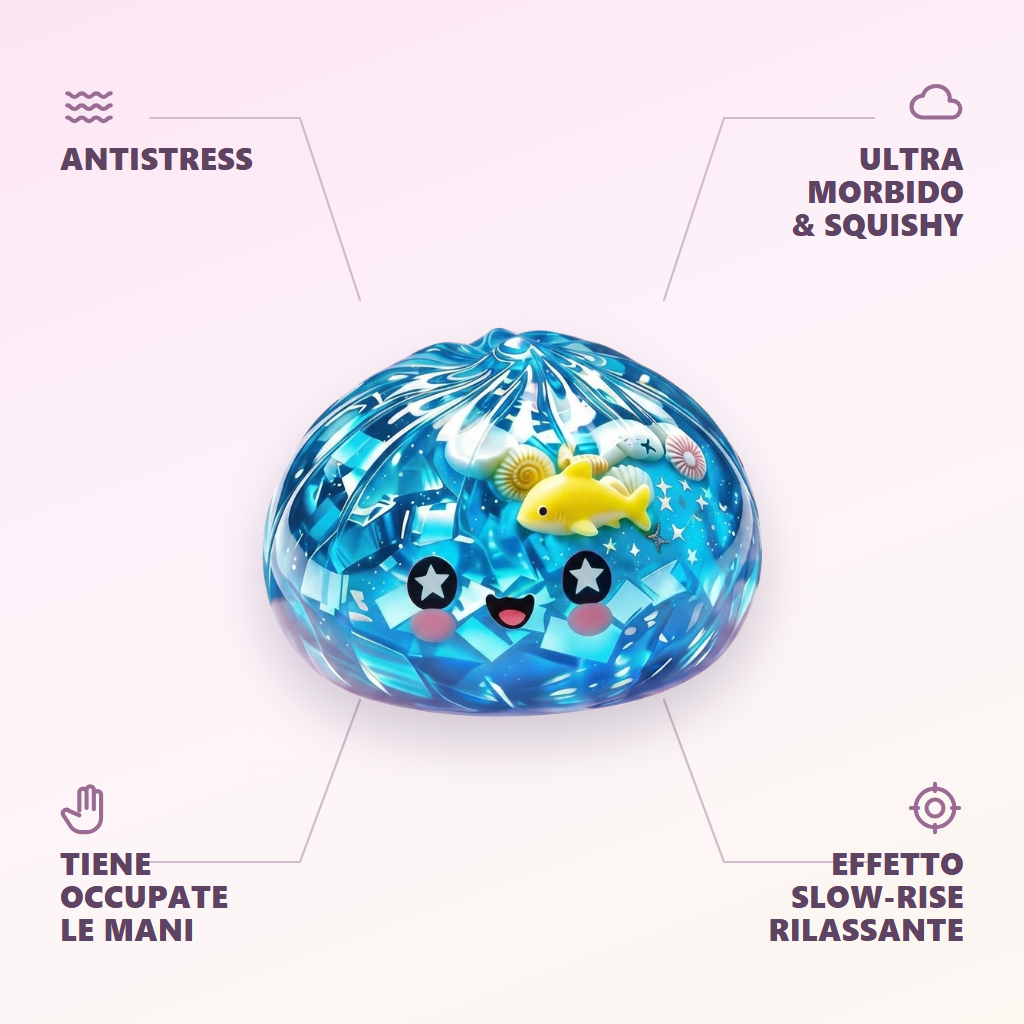 Squishy Dumpling Glitter Oceano Barriera Corallina — squishy antistress slow-rise kawaii