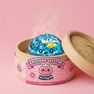 Squishy Dumpling Glitter Oceano Barriera Corallina nel suo cestino di bambù per vapore