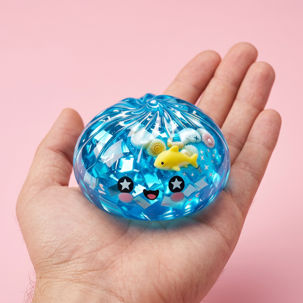 Squishy Dumpling Glitter Oceano Barriera Corallina — squishy antistress slow-rise kawaii