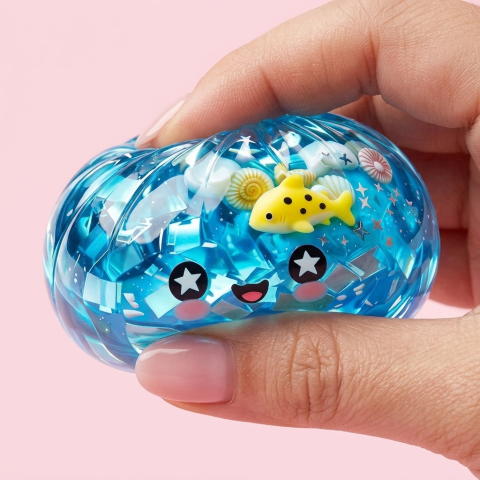 Squishy Dumpling Glitter Oceano Barriera Corallina — squishy antistress slow-rise kawaii