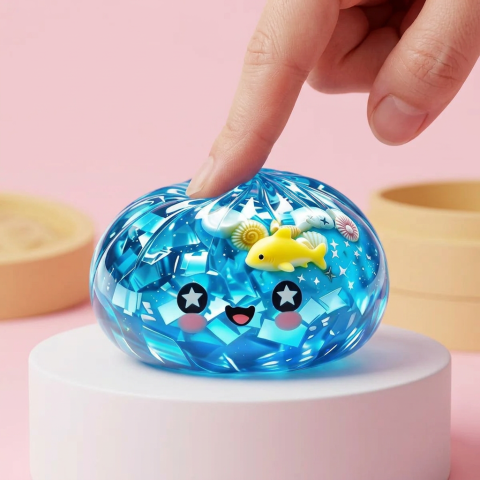 Squishy Dumpling Glitter Oceano Barriera Corallina — squishy antistress slow-rise kawaii