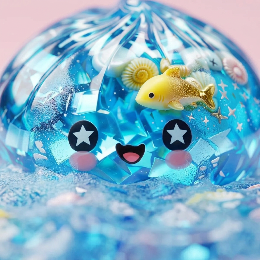 Squishy Dumpling Glitter Oceano Barriera Corallina — squishy antistress slow-rise kawaii
