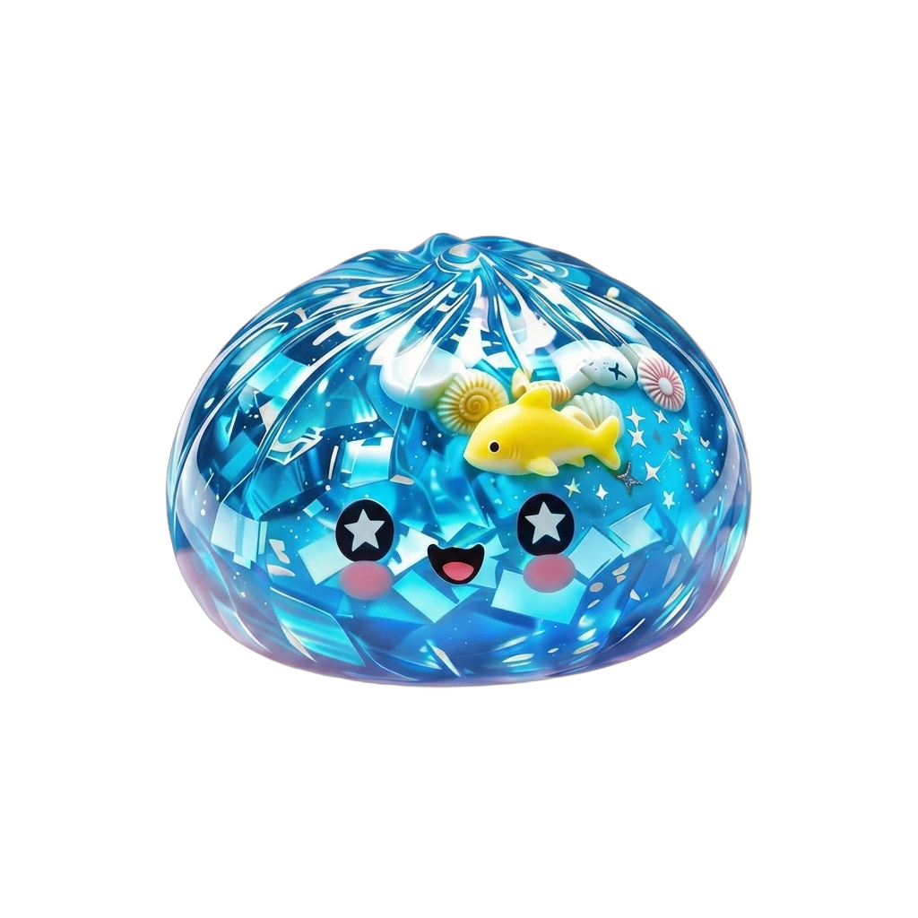 Squishy Dumpling Glitter Oceano Barriera Corallina — squishy antistress slow-rise kawaii