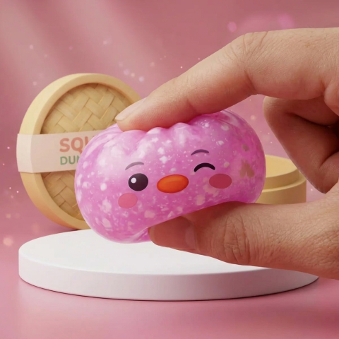 Penguin Dumpling Squishy Rosa Bubblegum — squishy antistress slow-rise kawaii