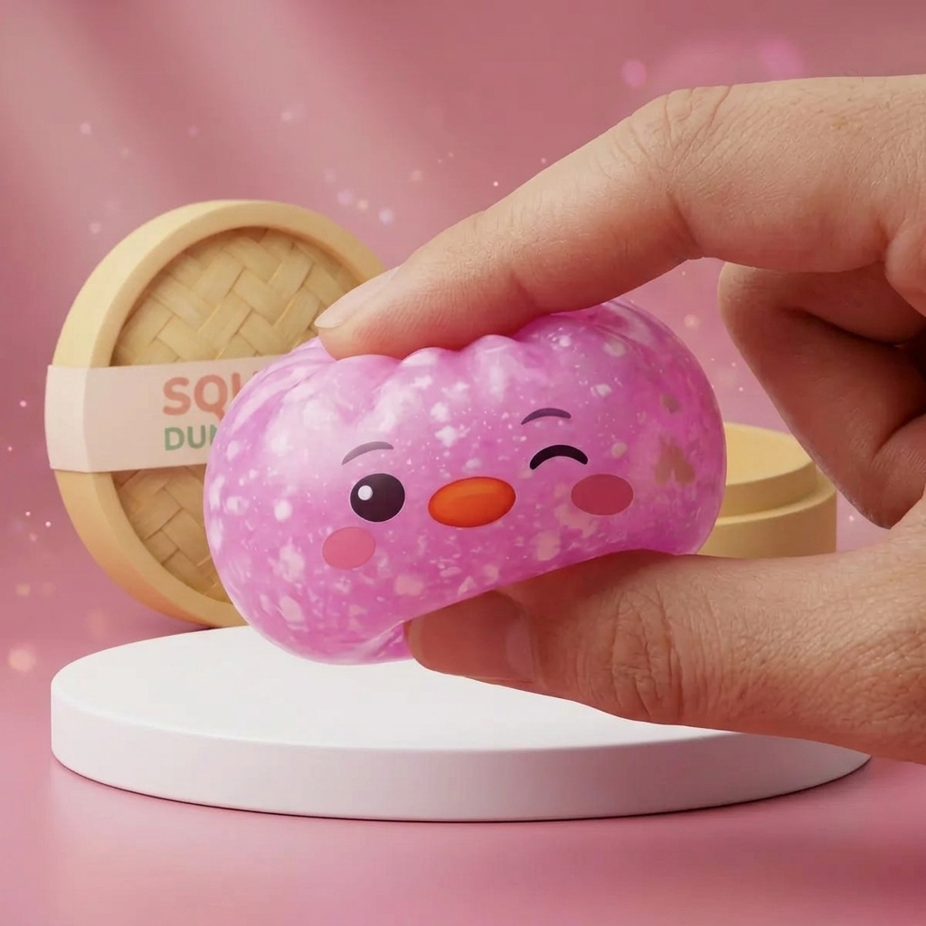 Penguin Dumpling Squishy Rosa Bubblegum — squishy antistress slow-rise kawaii