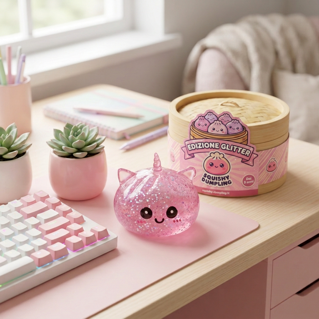 Unicorn Dumpling Squishy Glitter Rosa — squishy antistress slow-rise kawaii