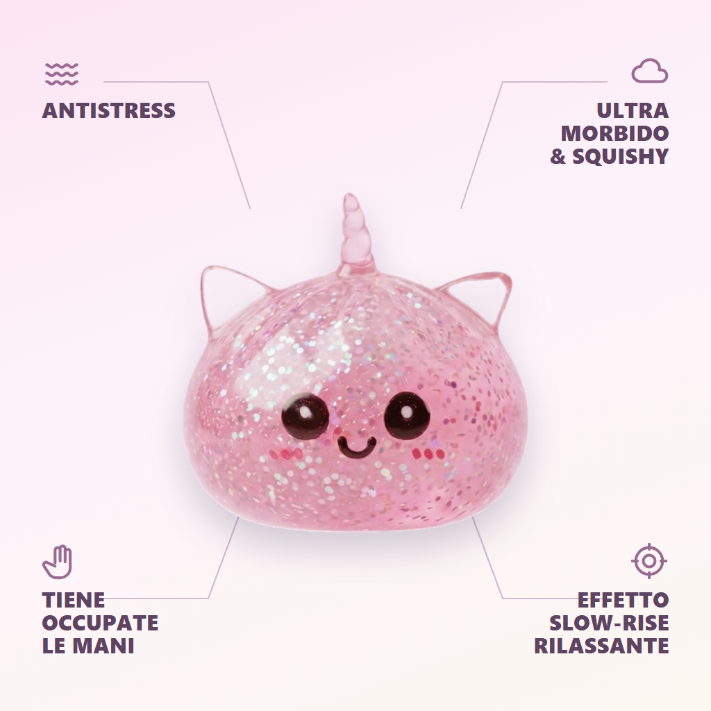 Unicorn Dumpling Squishy Glitter Rosa — squishy antistress slow-rise kawaii