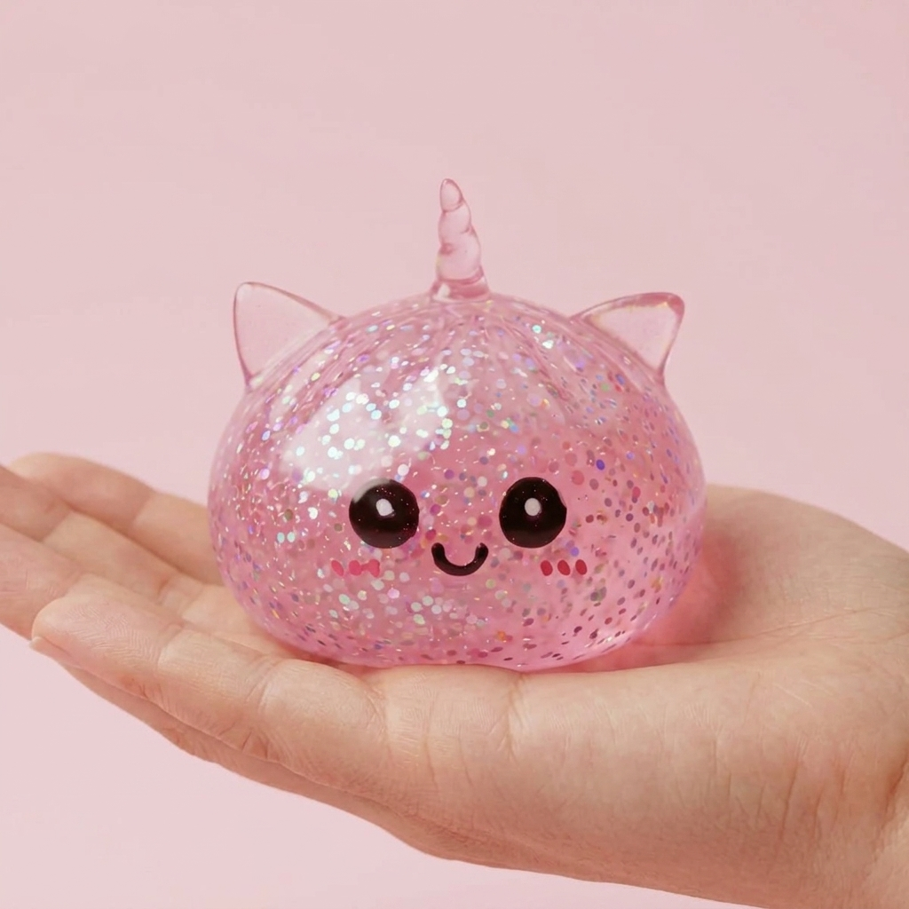 Unicorn Dumpling Squishy Glitter Rosa — squishy antistress slow-rise kawaii