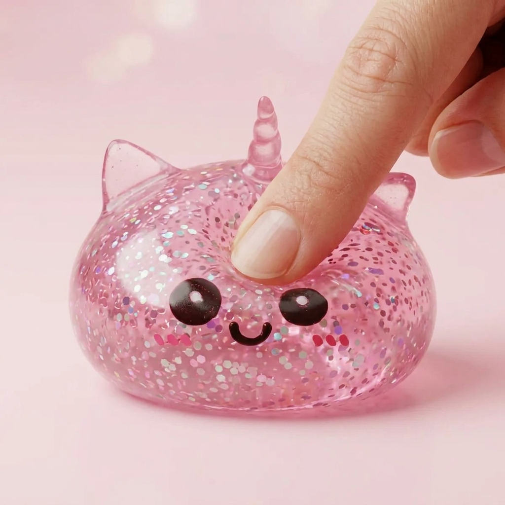 Unicorn Dumpling Squishy Glitter Rosa — squishy antistress slow-rise kawaii
