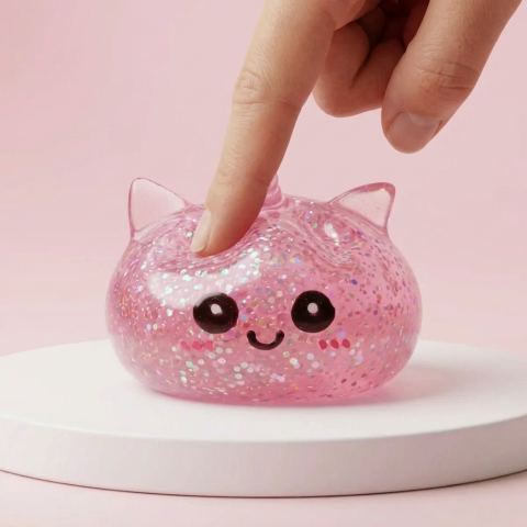 Unicorn Dumpling Squishy Glitter Rosa — squishy antistress slow-rise kawaii