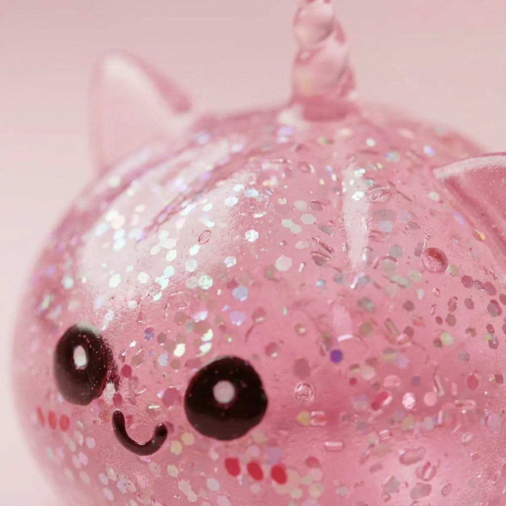 Unicorn Dumpling Squishy Glitter Rosa — squishy antistress slow-rise kawaii