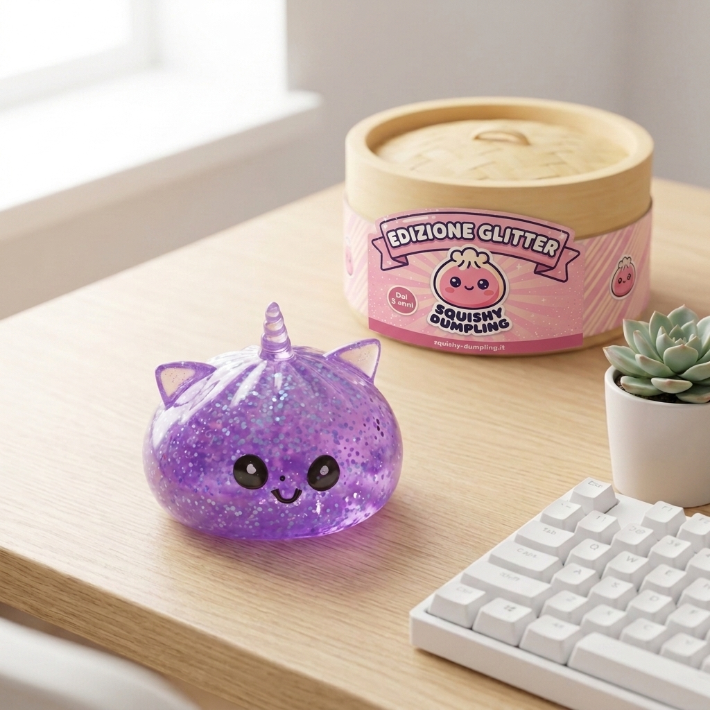 Dumpling Squishy Unicorno Glitter Viola — squishy antistress slow-rise kawaii