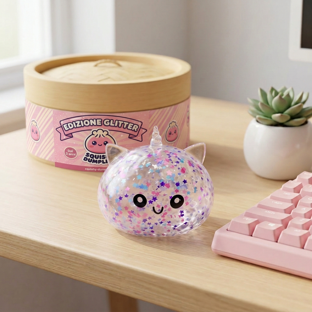 Dumpling Squishy Unicorno Bianco Sparkle — squishy antistress slow-rise kawaii
