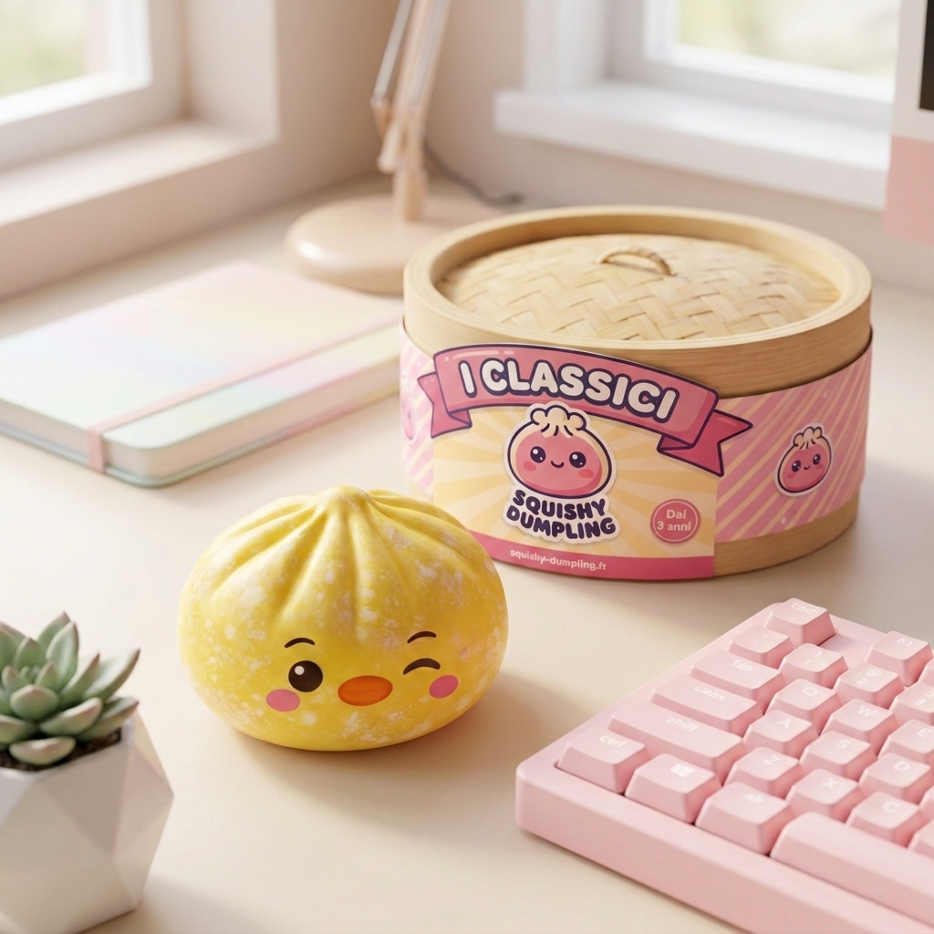 Squishy Dumpling Pinguino Giallo Burro — squishy antistress slow-rise kawaii