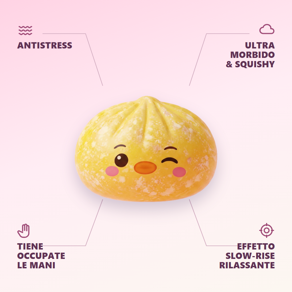 Squishy Dumpling Pinguino Giallo Burro — squishy antistress slow-rise kawaii