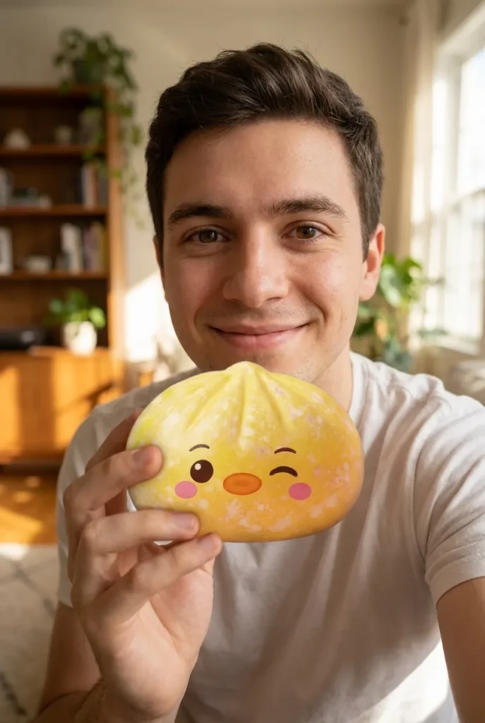 Squishy Dumpling Pinguino Giallo Burro — squishy antistress slow-rise kawaii