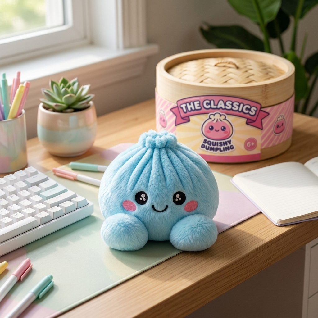 Squishy Dumpling Peluche Celeste — squishy antistress slow-rise kawaii