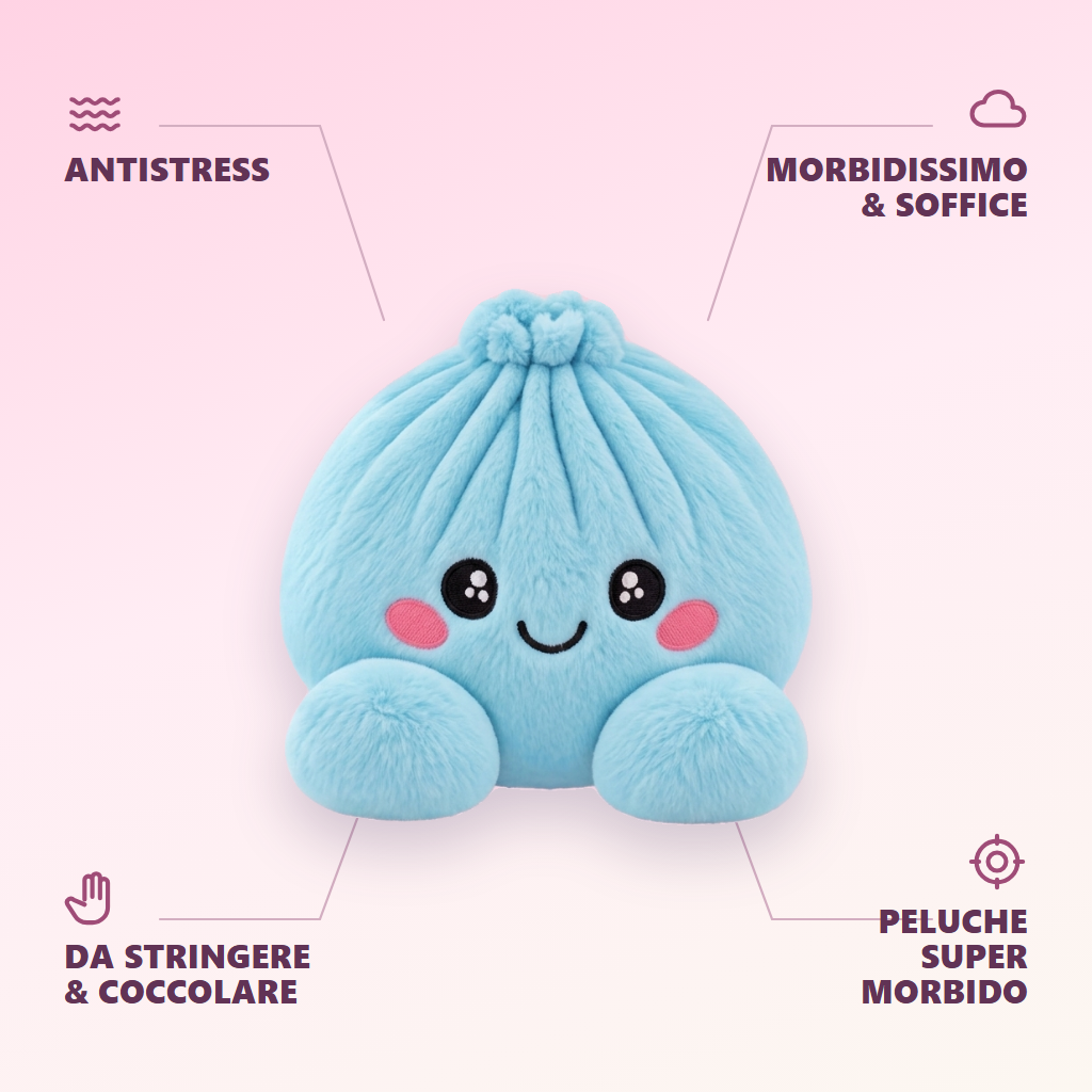 Squishy Dumpling Peluche Celeste — squishy antistress slow-rise kawaii
