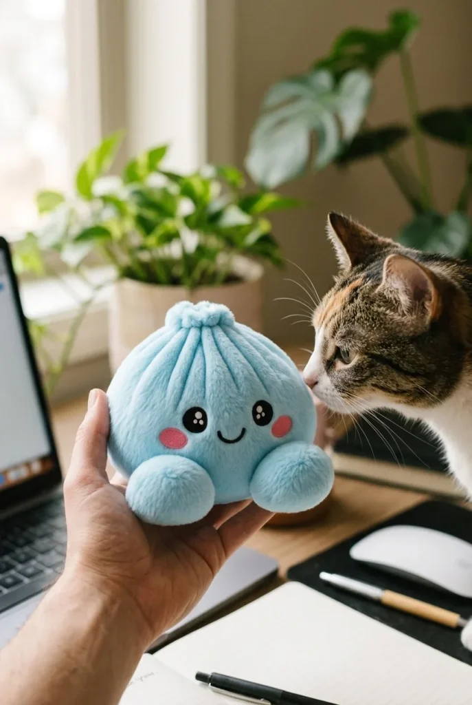 Squishy Dumpling Peluche Celeste — squishy antistress slow-rise kawaii