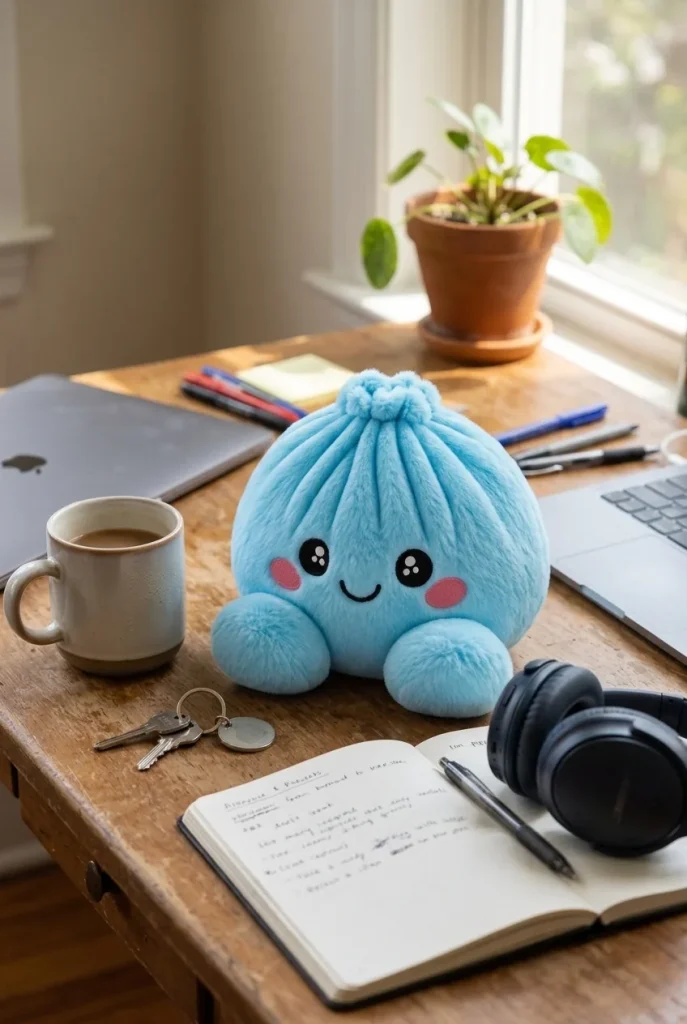 Squishy Dumpling Peluche Celeste — squishy antistress slow-rise kawaii