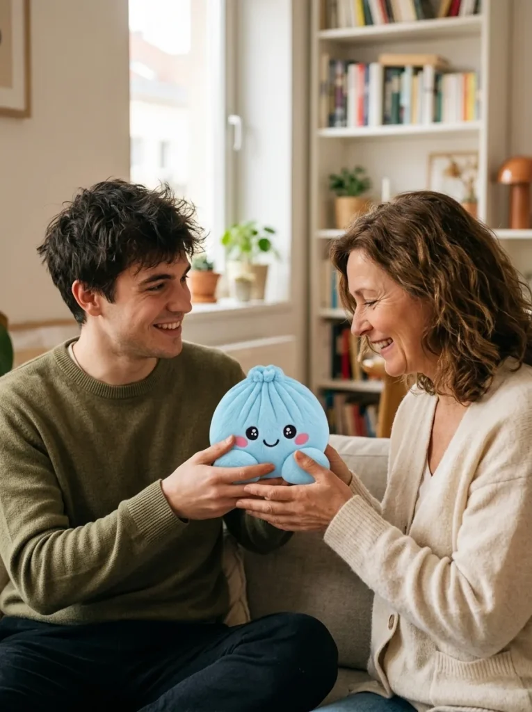 Squishy Dumpling Peluche Celeste — squishy antistress slow-rise kawaii