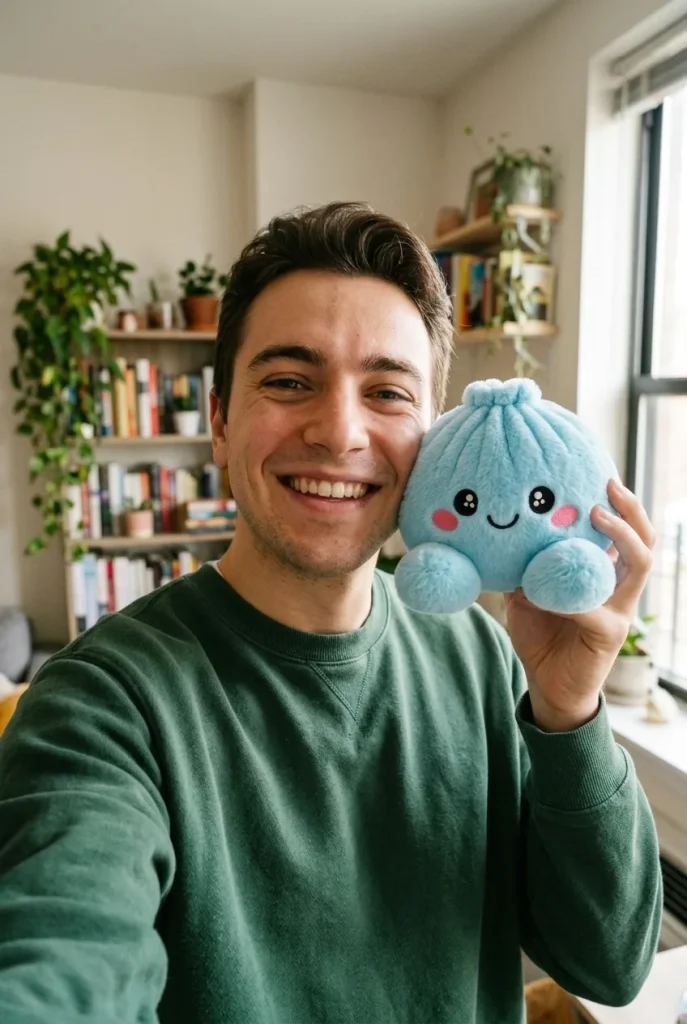 Squishy Dumpling Peluche Celeste — squishy antistress slow-rise kawaii