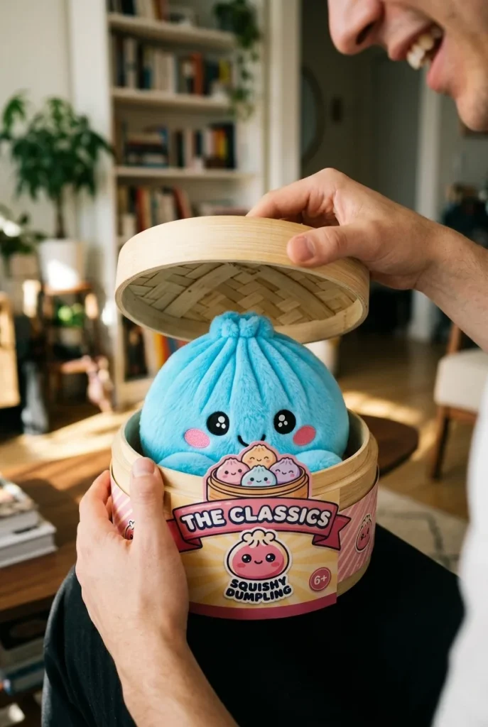 Squishy Dumpling Peluche Celeste — squishy antistress slow-rise kawaii