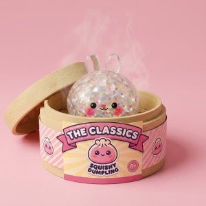 Bunny Dumpling Squishy a Bolle nel suo cestino di bambù per vapore