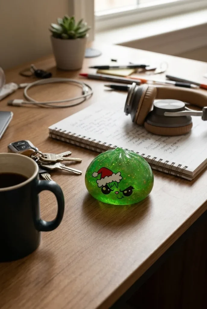 Dumpling Squishy Natale Scontroso Glitter Verde — squishy antistress slow-rise kawaii