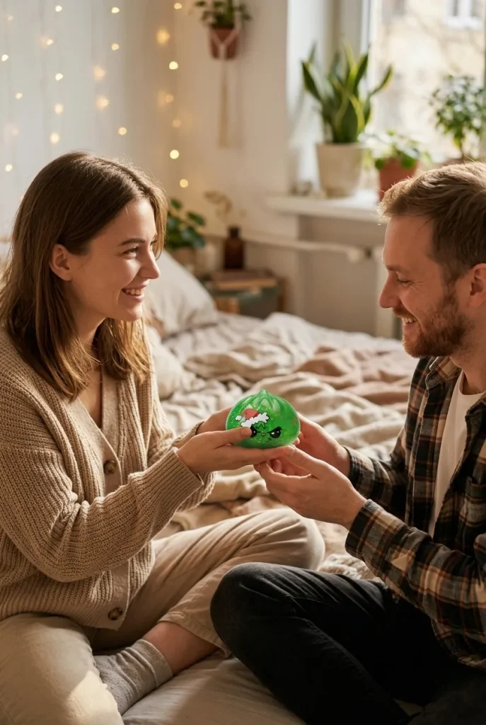 Dumpling Squishy Natale Scontroso Glitter Verde — squishy antistress slow-rise kawaii