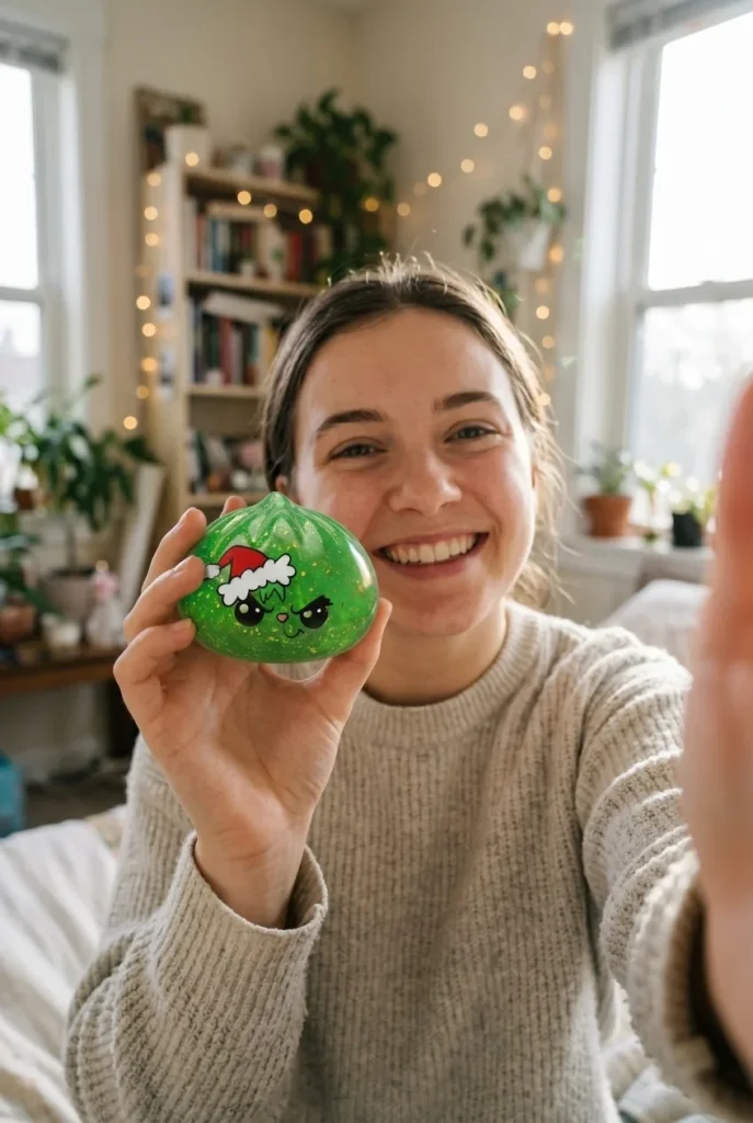 Dumpling Squishy Natale Scontroso Glitter Verde — squishy antistress slow-rise kawaii