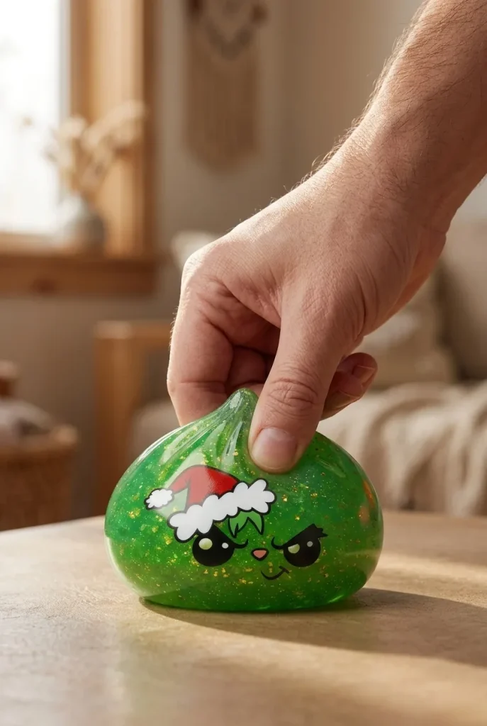 Dumpling Squishy Natale Scontroso Glitter Verde — squishy antistress slow-rise kawaii