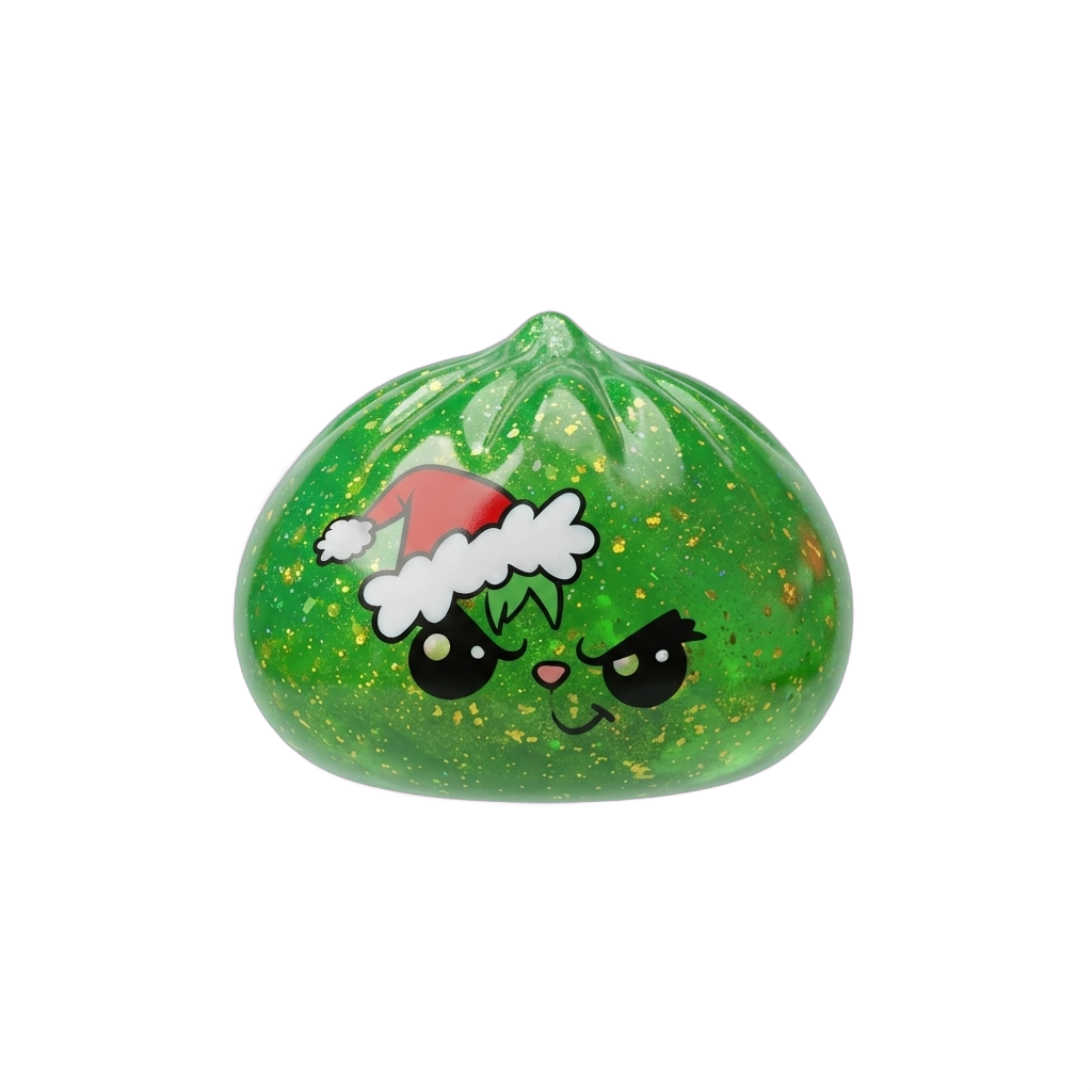 Dumpling Squishy Natale Scontroso Glitter Verde — squishy antistress slow-rise kawaii