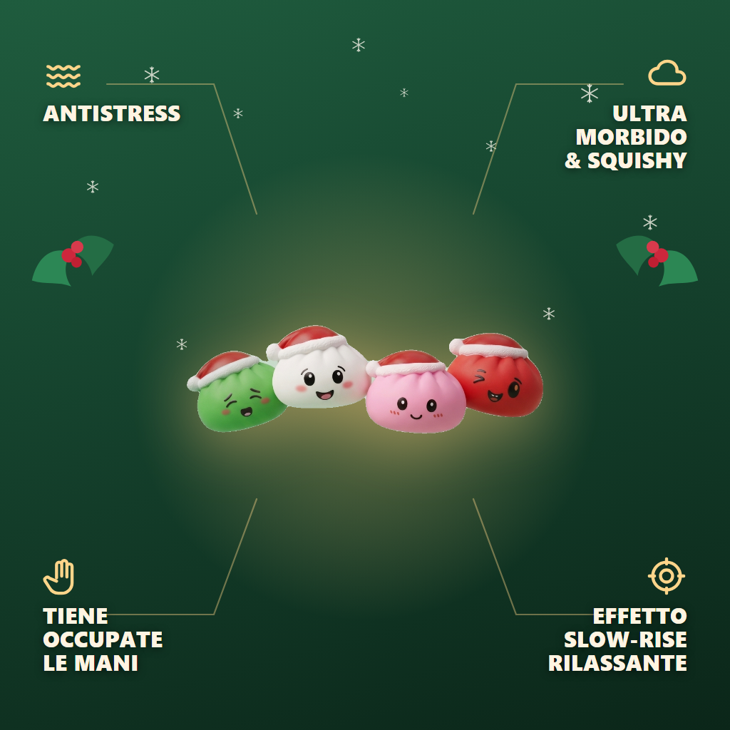 Dumpling Squishy Cappello di Natale Set da 4 — squishy antistress slow-rise kawaii