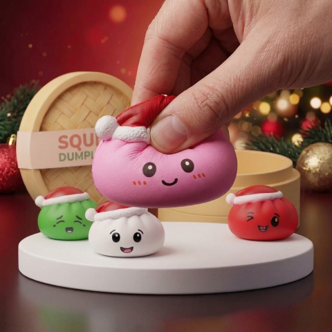 Dumpling Squishy Cappello di Natale Set da 4 — squishy antistress slow-rise kawaii
