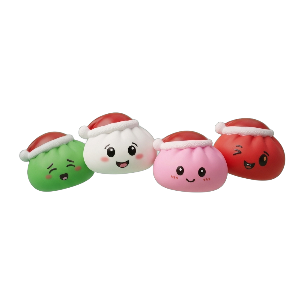 Dumpling Squishy Cappello di Natale Set da 4 — squishy antistress slow-rise kawaii