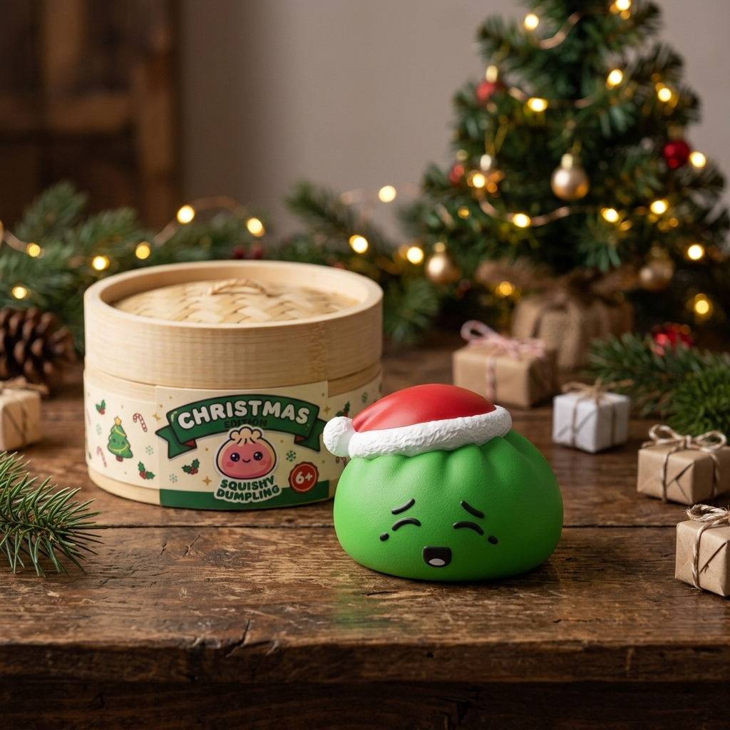 Squishy Dumpling Cappello di Natale Elfo Verde — squishy antistress slow-rise kawaii