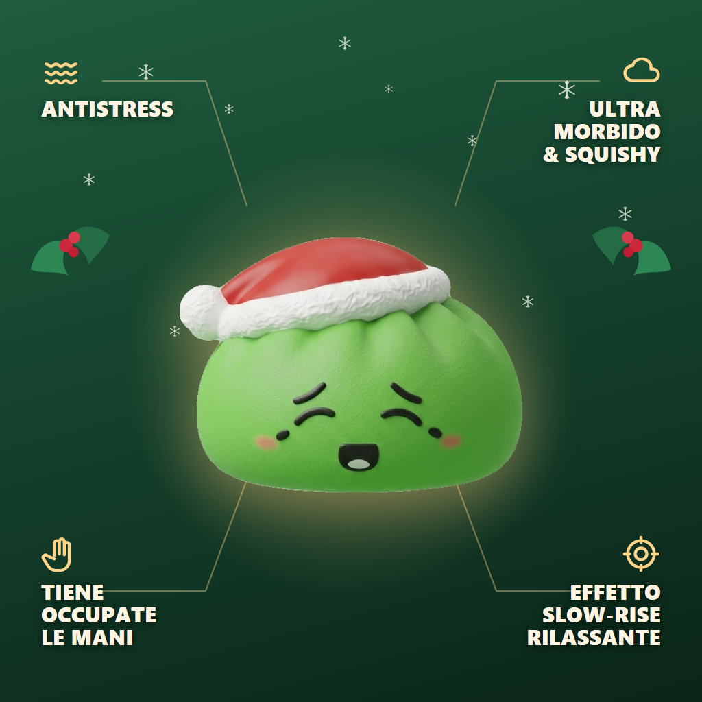 Squishy Dumpling Cappello di Natale Elfo Verde — squishy antistress slow-rise kawaii