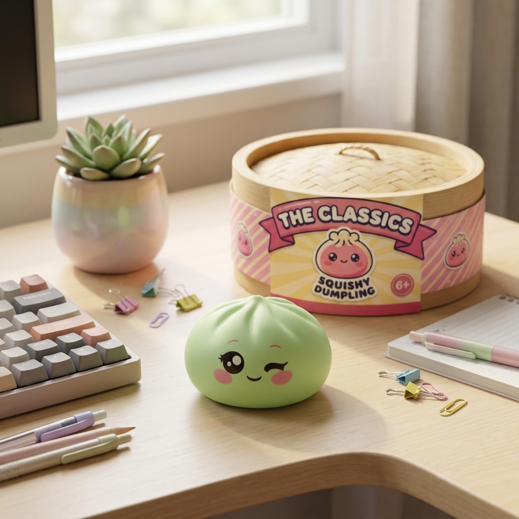 Dumpling Squishy Verde Pistacchio Occhiolino — squishy antistress slow-rise kawaii